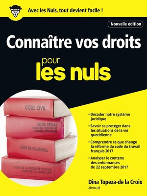 cover image of Connaître vos droits pour les Nuls grand format